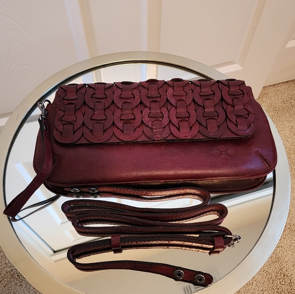 Patricia Nash Baku Leather Crossbody Clutch in Red / Pomegranate color - Picture 9 of 12